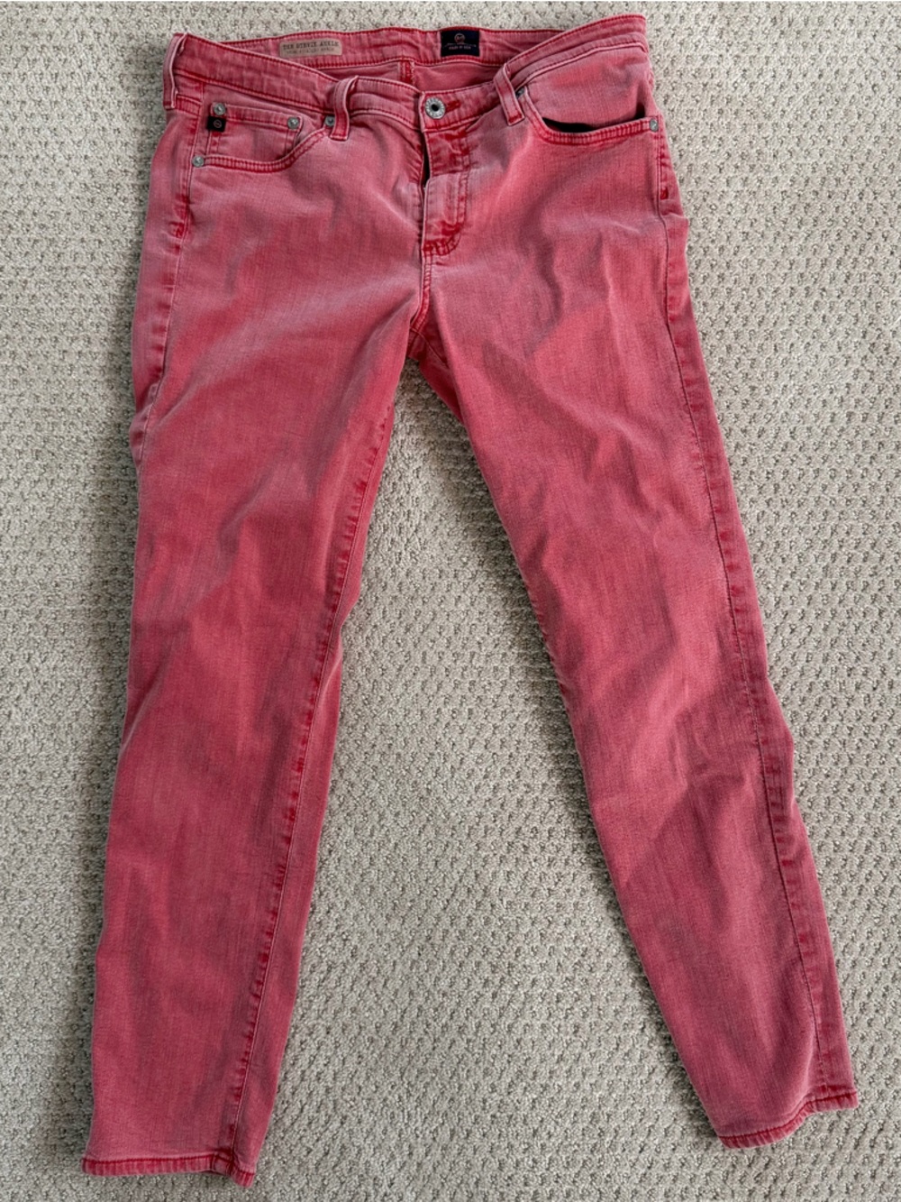 Ag Adriano Goldschmied Red Cropped Ankle Jeans